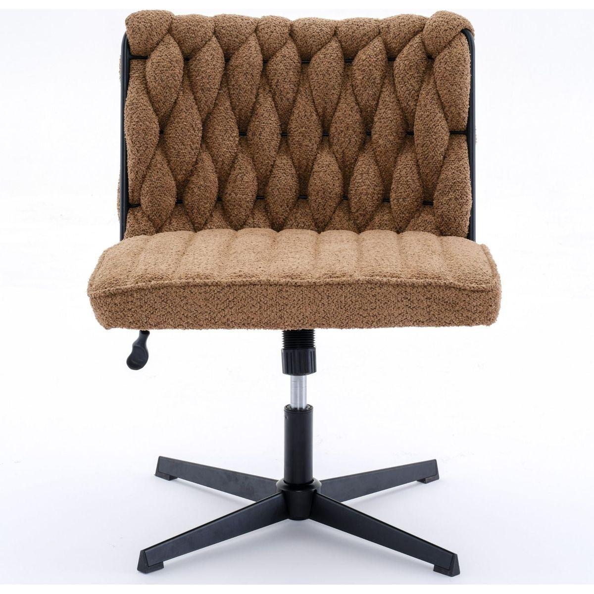 Armless Office Desk Chair No Wheels, BROWN