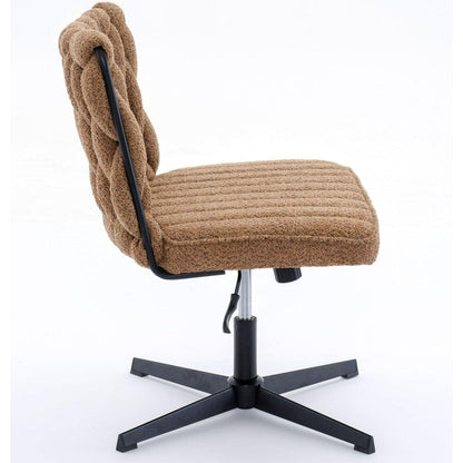 Armless Office Desk Chair No Wheels, BROWN