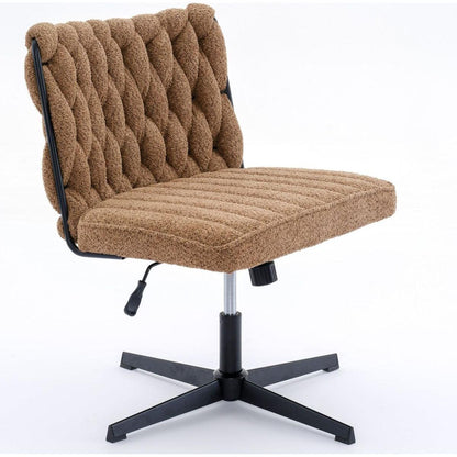 Armless Office Desk Chair No Wheels, BROWN