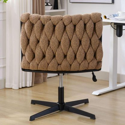 Armless Office Desk Chair No Wheels, BROWN