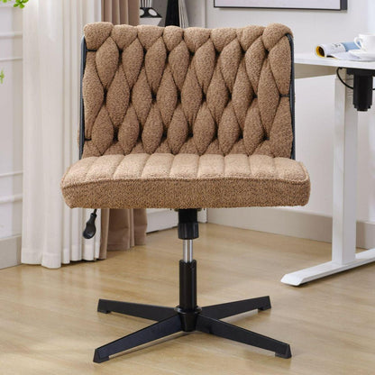 Armless Office Desk Chair No Wheels, BROWN