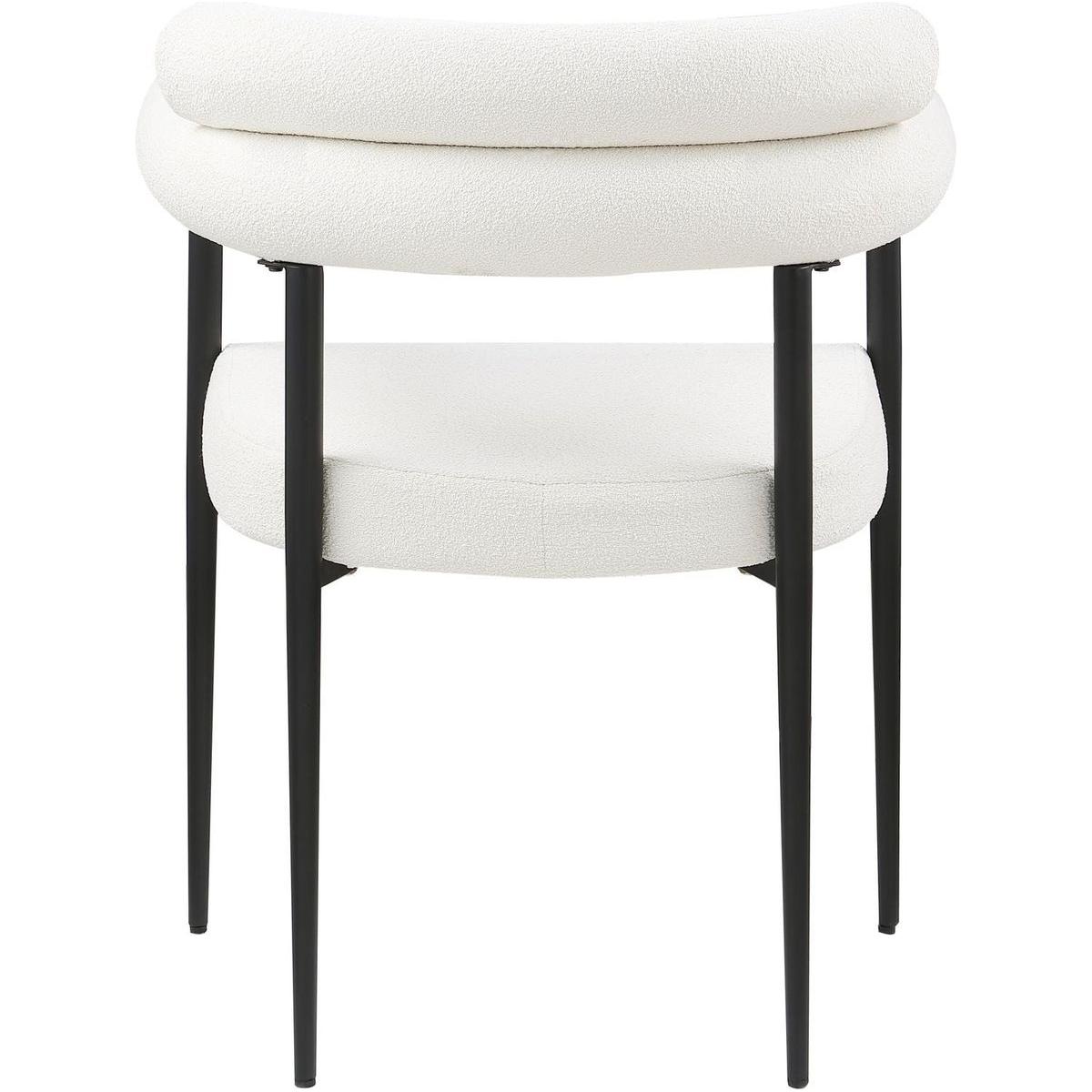 Woker Dining Chairs Set of 2, Mid-Century Modern Dining Chairs, Kitchen Dining Room Chairs, Round Boucle Backrest Sherpa Dining Chair with Black Metal Legs