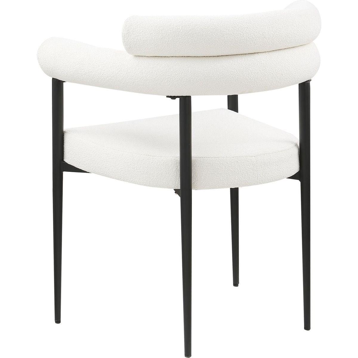 Woker Dining Chairs Set of 2, Mid-Century Modern Dining Chairs, Kitchen Dining Room Chairs, Round Boucle Backrest Sherpa Dining Chair with Black Metal Legs