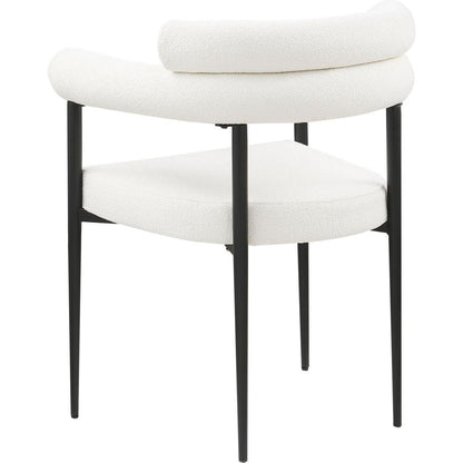 Woker Dining Chairs Set of 2, Mid-Century Modern Dining Chairs, Kitchen Dining Room Chairs, Round Boucle Backrest Sherpa Dining Chair with Black Metal Legs