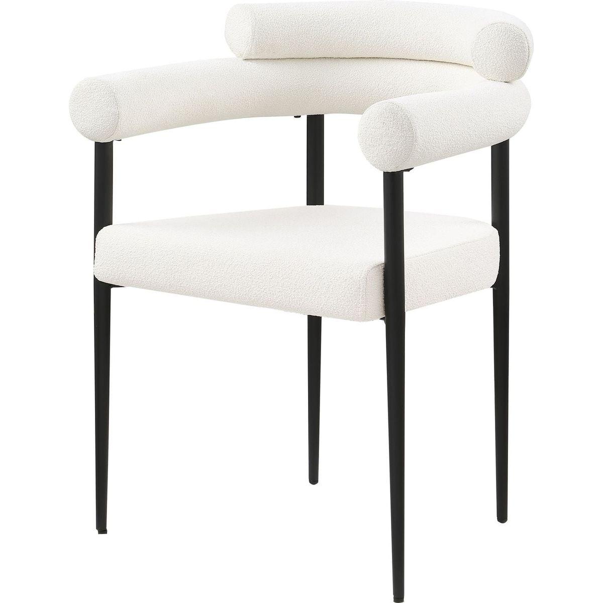 Woker Dining Chairs Set of 2, Mid-Century Modern Dining Chairs, Kitchen Dining Room Chairs, Round Boucle Backrest Sherpa Dining Chair with Black Metal Legs