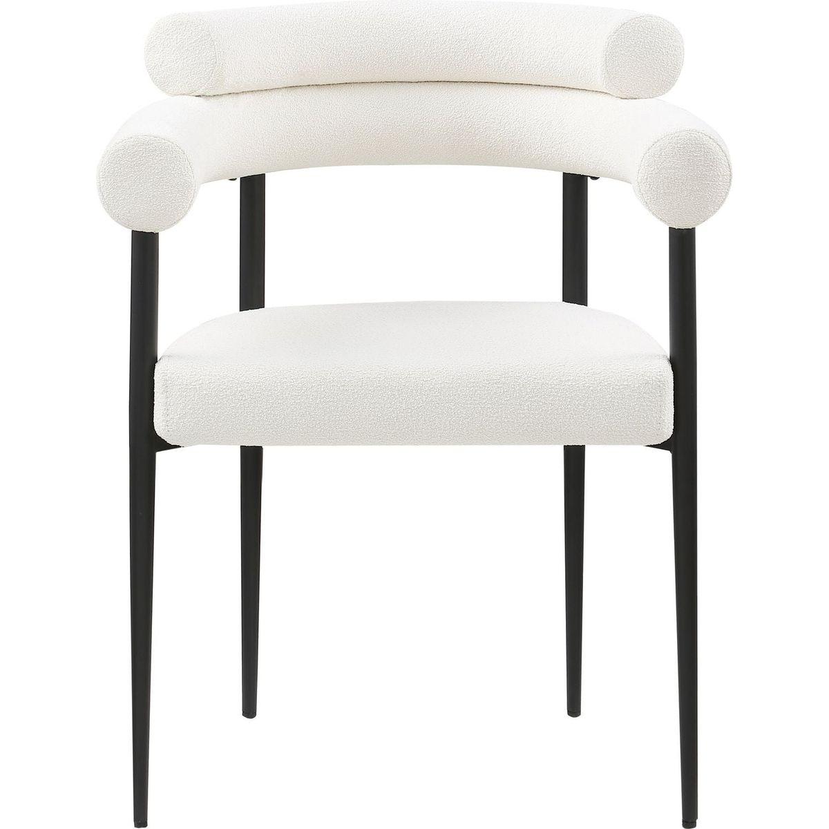 Woker Dining Chairs Set of 2, Mid-Century Modern Dining Chairs, Kitchen Dining Room Chairs, Round Boucle Backrest Sherpa Dining Chair with Black Metal Legs