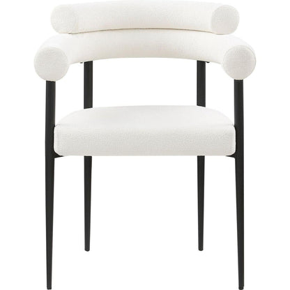 Woker Dining Chairs Set of 2, Mid-Century Modern Dining Chairs, Kitchen Dining Room Chairs, Round Boucle Backrest Sherpa Dining Chair with Black Metal Legs