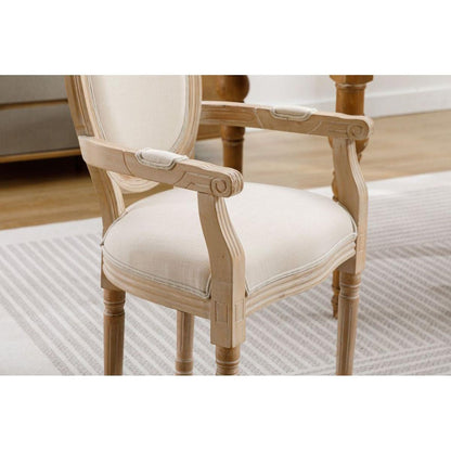 French Style Solid Wood Dining Chair,Set of 2,Cream