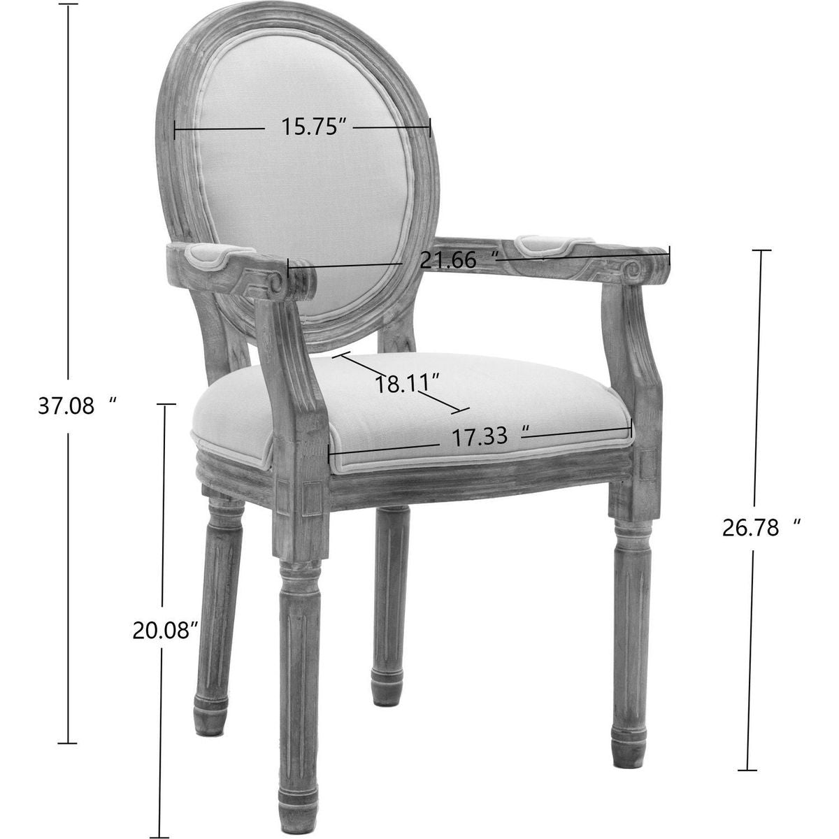 French Style Solid Wood Dining Chair,Set of 2,Cream