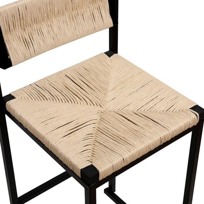 Creamy White Paper Rope Woven Bar Stools Set of 2 Hand Weave Counter Stool with footrest for Kitchen Island, Dining Room (Creamy White)