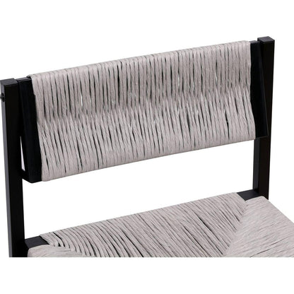 Gray Set of 2 Hand Weave Bar Stools with Back Counter Height Bar Chairs Paper Rope Woven Dining Stool for Kitchen, Home & Office (Gray)