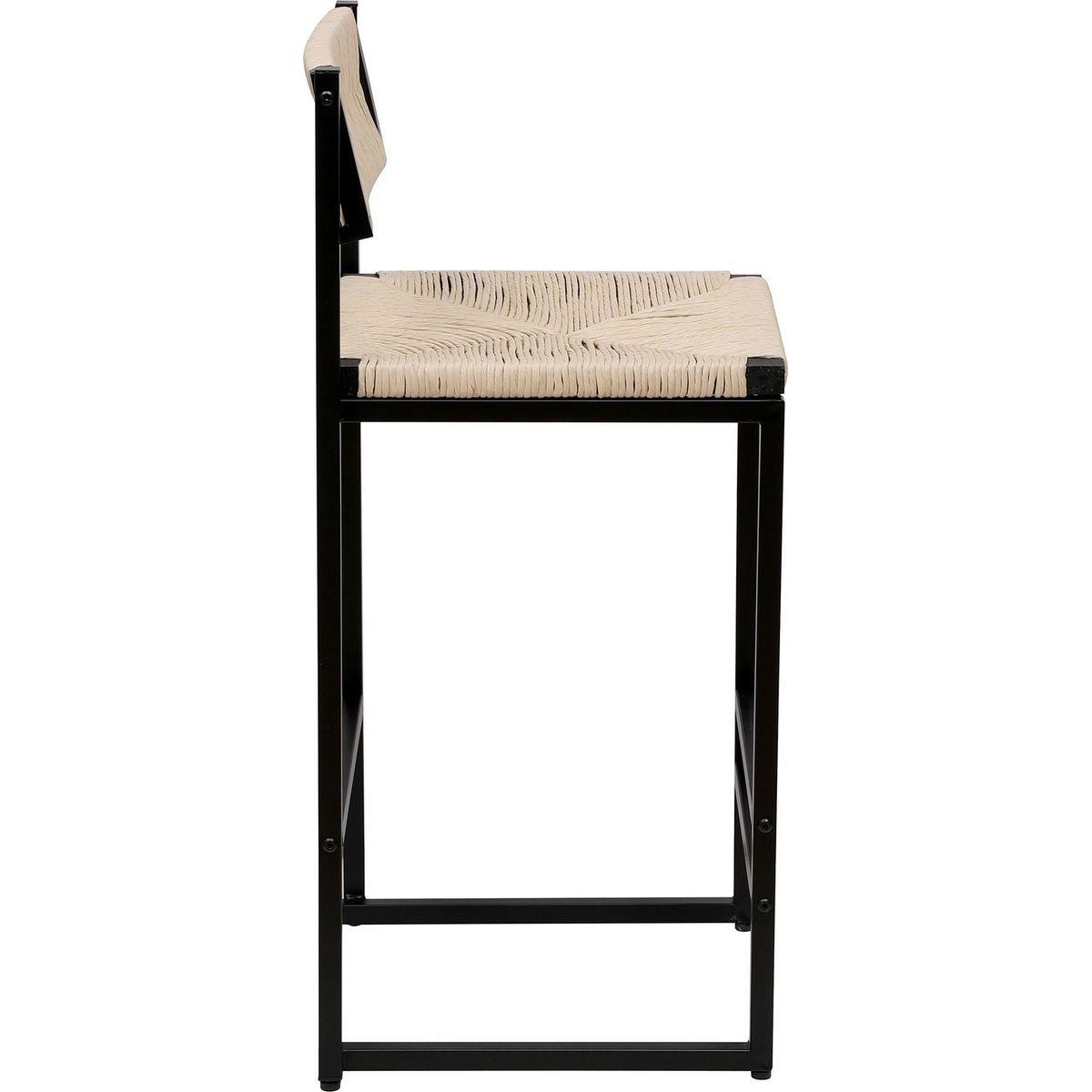 Creamy White Paper Rope Woven Bar Stools Set of 2 Hand Weave Counter Stool with footrest for Kitchen Island, Dining Room (Creamy White)