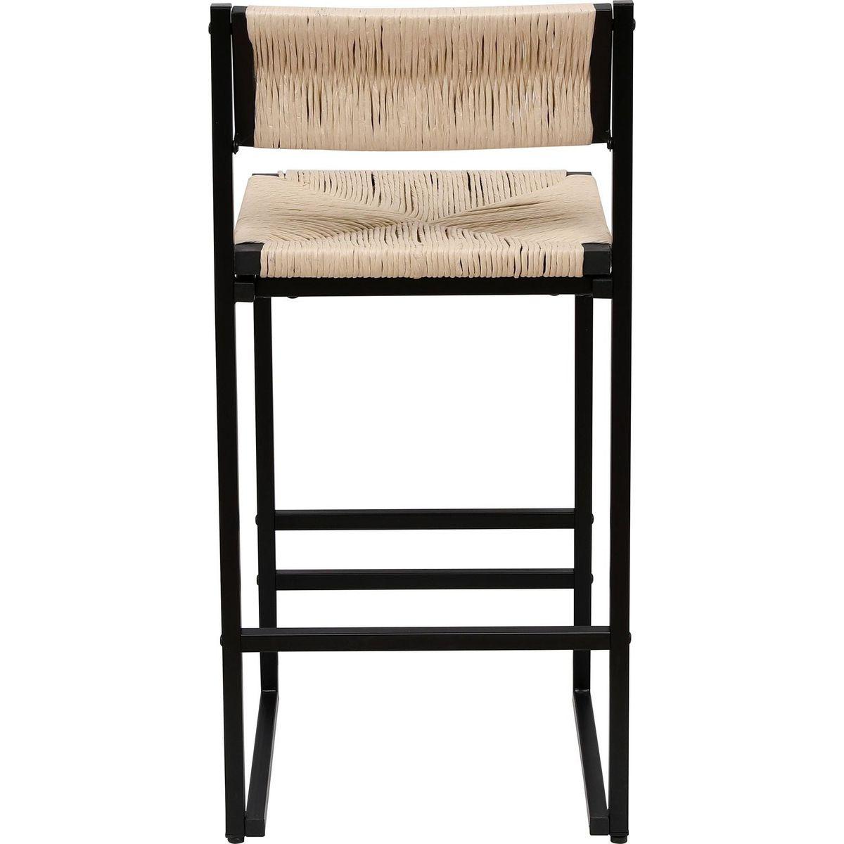 Creamy White Paper Rope Woven Bar Stools Set of 2 Hand Weave Counter Stool with footrest for Kitchen Island, Dining Room (Creamy White)