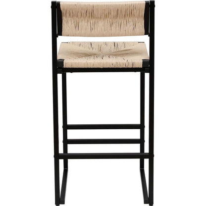 Creamy White Paper Rope Woven Bar Stools Set of 2 Hand Weave Counter Stool with footrest for Kitchen Island, Dining Room (Creamy White)