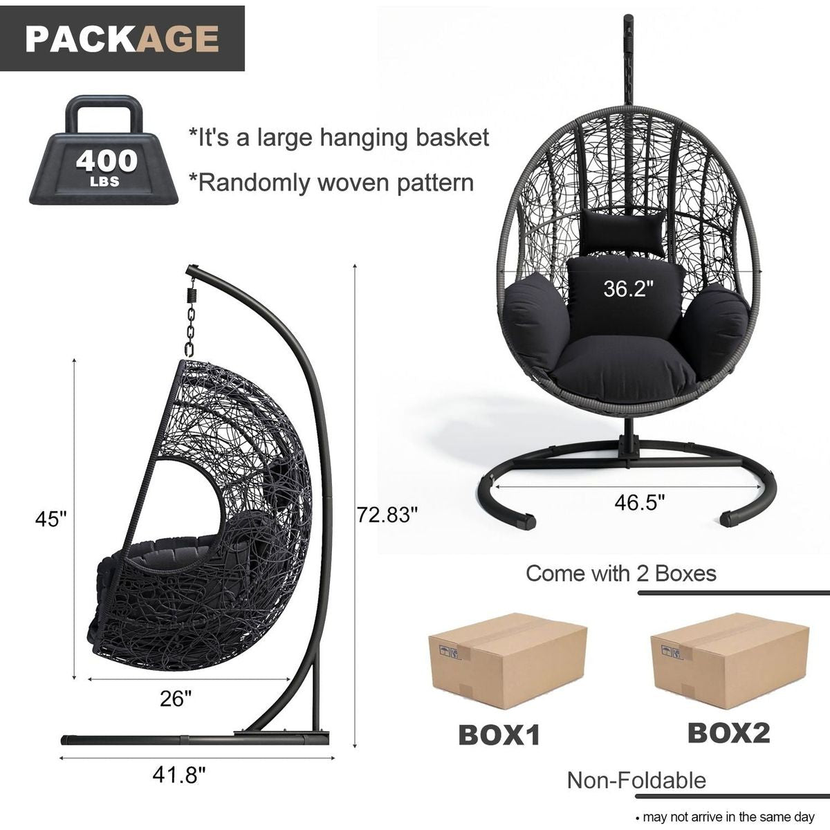 New Comming Outdoor Indoor PE wicker Swing Egg Chair Gray Color