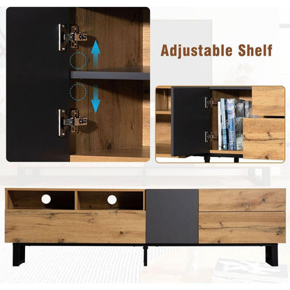 Modern TV Stand for 80" TV with Double Storage Space, Media Console Table, Entertainment Center with Drop Down Door for Living Room, Bedroom, Home Theatre