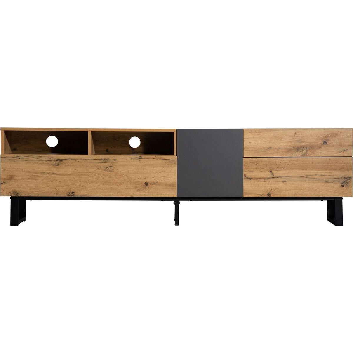 Modern TV Stand for 80" TV with Double Storage Space, Media Console Table, Entertainment Center with Drop Down Door for Living Room, Bedroom, Home Theatre