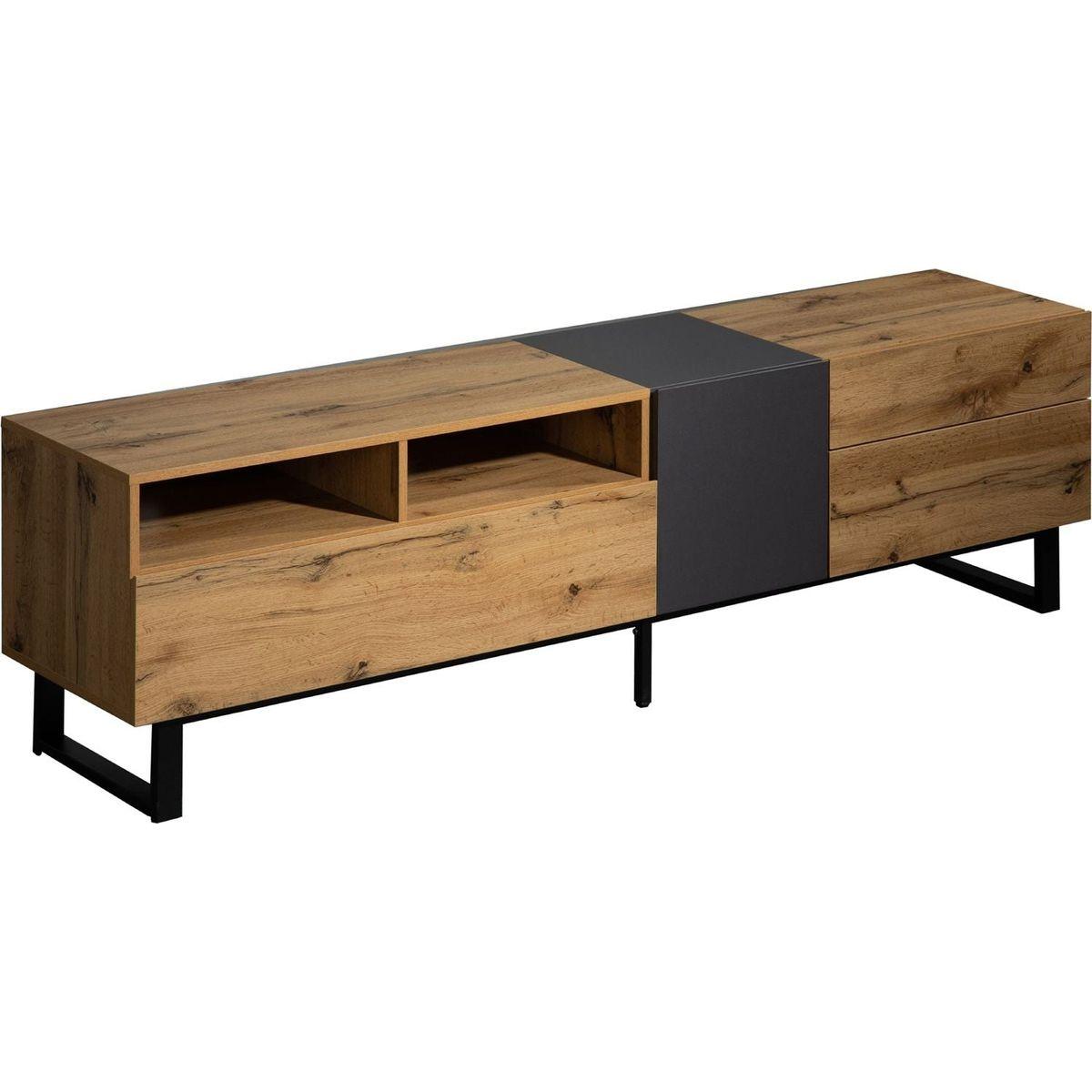 Modern TV Stand for 80" TV with Double Storage Space, Media Console Table, Entertainment Center with Drop Down Door for Living Room, Bedroom, Home Theatre