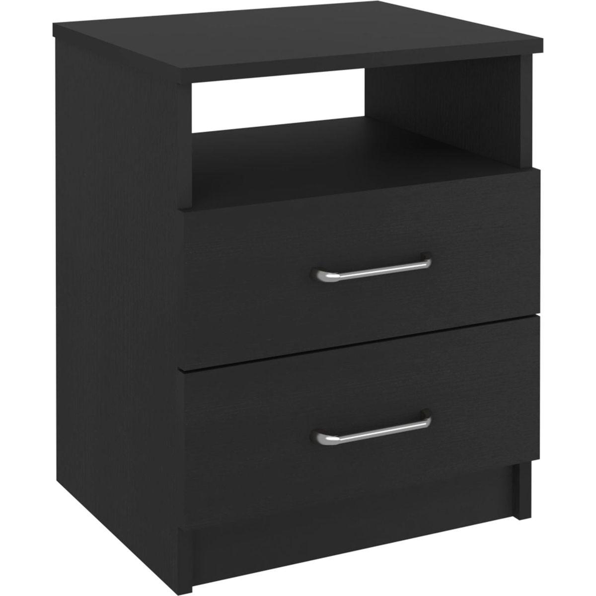 Nightstand Olivenza, Two Drawers, Black Wengue Finish