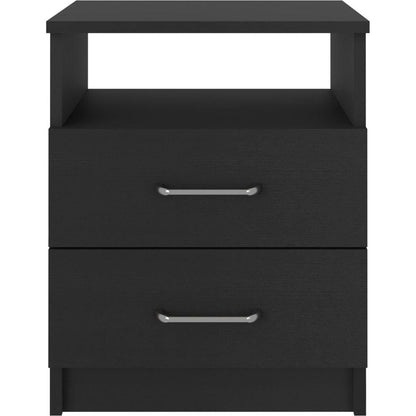 Nightstand Olivenza, Two Drawers, Black Wengue Finish