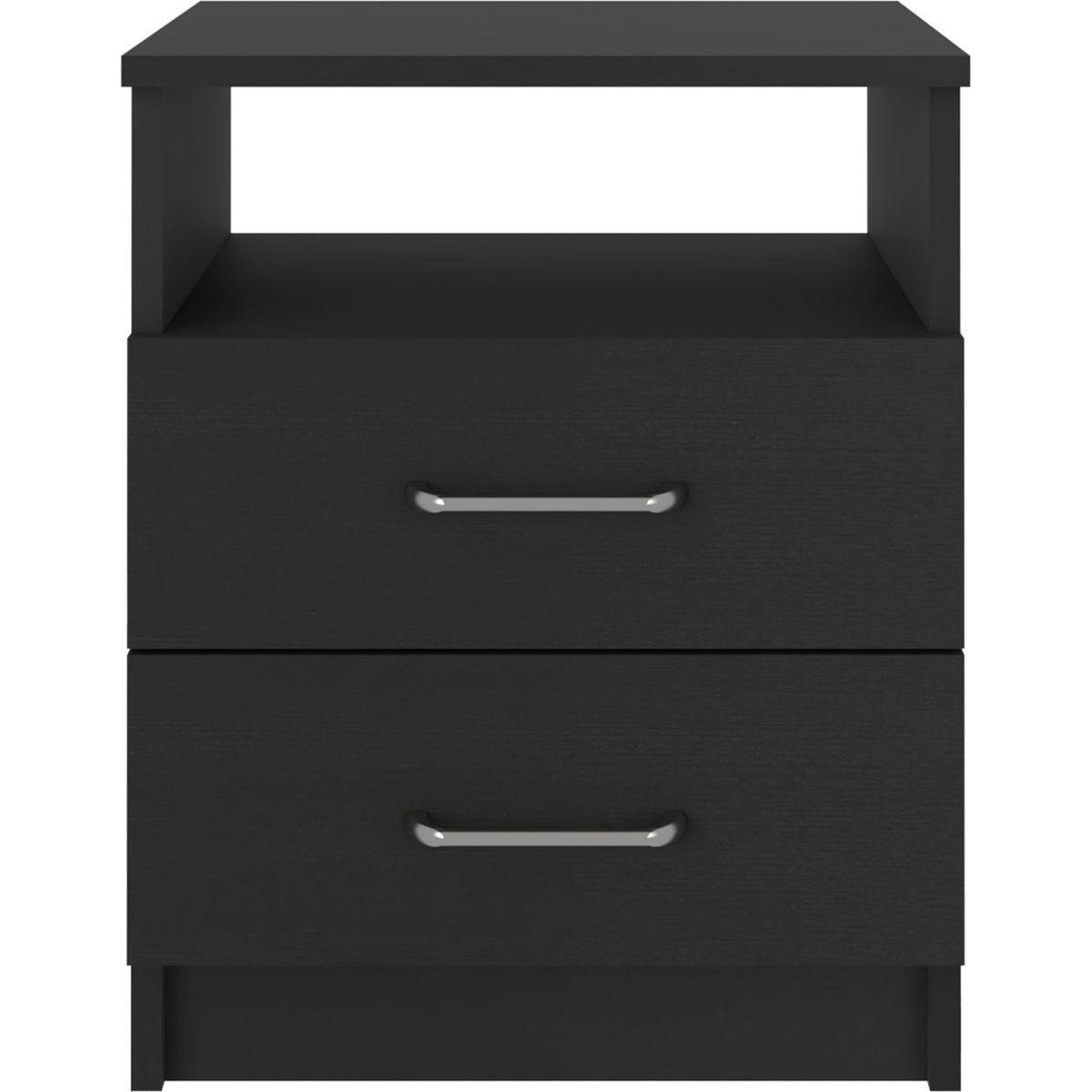 Nightstand Olivenza, Two Drawers, Black Wengue Finish