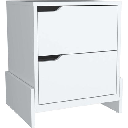 Haines Nightstand with 2-Drawers, End Table with Sturdy Base, White