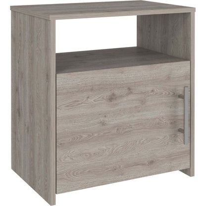 Omaha Nightstand, Single Door Cabinet, Metal Handle, One Shelf, Superior Top, Light Gray