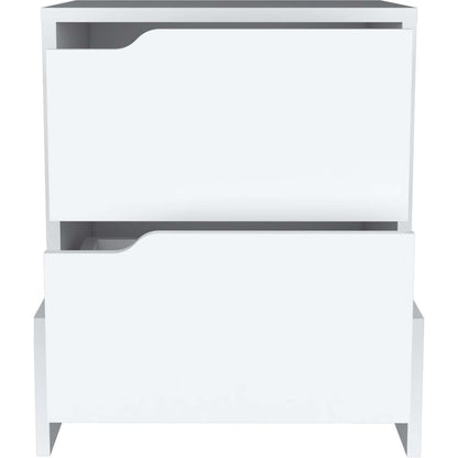 Haines Nightstand with 2-Drawers, End Table with Sturdy Base, White