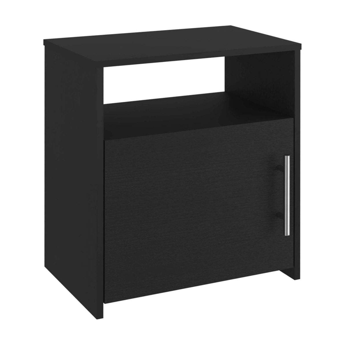 Omaha Nightstand, Single Door Cabinet, Metal Handle, One Shelf, Superior Top, Black