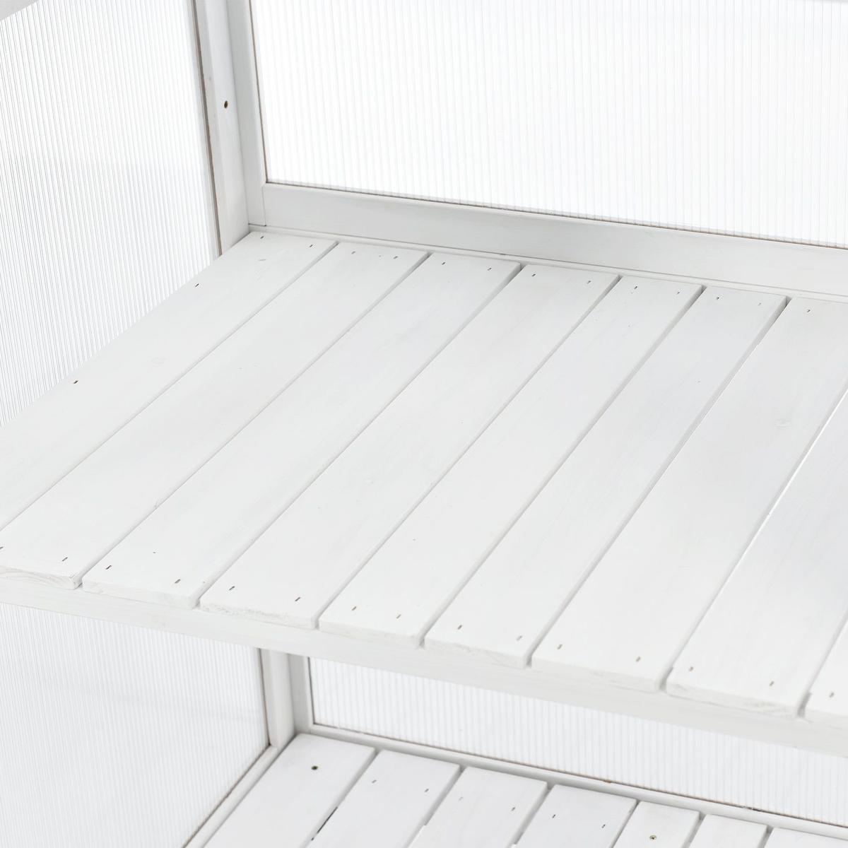 62inch Height Wood Large Greenhouse Balcony Portable Cold Frame with Wheels and Adjustable Shelves for Outdoor Indoor Use, White
