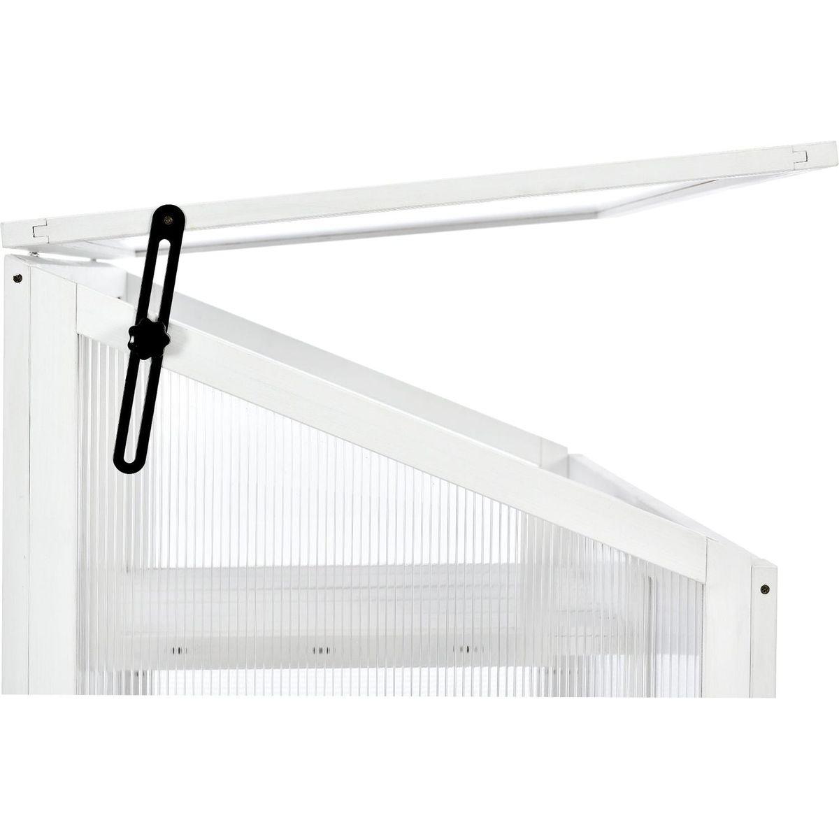 62inch Height Wood Large Greenhouse Balcony Portable Cold Frame with Wheels and Adjustable Shelves for Outdoor Indoor Use, White