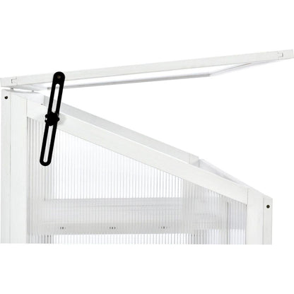 62inch Height Wood Large Greenhouse Balcony Portable Cold Frame with Wheels and Adjustable Shelves for Outdoor Indoor Use, White