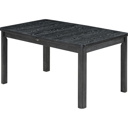 Rustic Extendable 84inch Dining Table Set with 24inch Removable Leaf, 6 Upholstered Armless Dining Chairs and 2 Padded Arm Chairs, 9 Pieces, Black