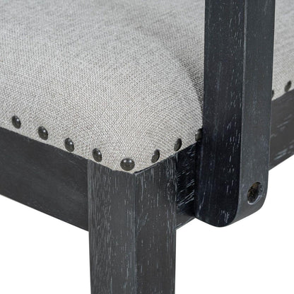 Rustic Extendable 84inch Dining Table Set with 24inch Removable Leaf, 6 Upholstered Armless Dining Chairs and 2 Padded Arm Chairs, 9 Pieces, Black