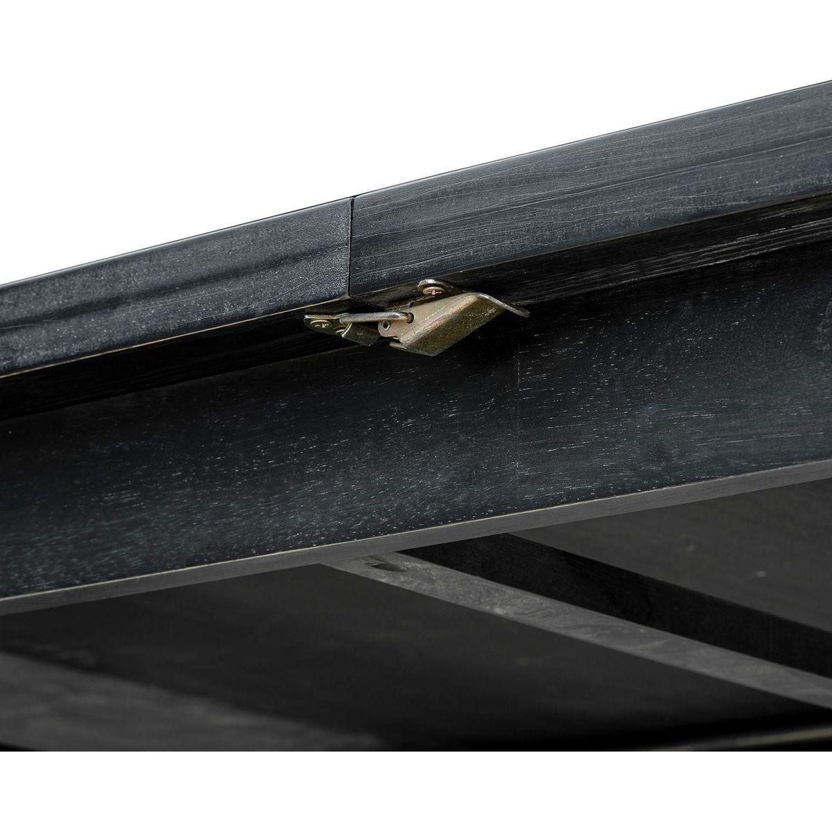 Rustic Extendable 84inch Dining Table Set with 24inch Removable Leaf, 6 Upholstered Armless Dining Chairs and 2 Padded Arm Chairs, 9 Pieces, Black