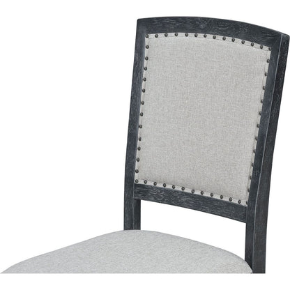 Rustic Extendable 84inch Dining Table Set with 24inch Removable Leaf, 6 Upholstered Armless Dining Chairs and 2 Padded Arm Chairs, 9 Pieces, Black