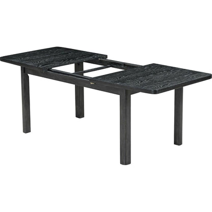 Rustic Extendable 84inch Dining Table Set with 24inch Removable Leaf, 6 Upholstered Armless Dining Chairs and 2 Padded Arm Chairs, 9 Pieces, Black