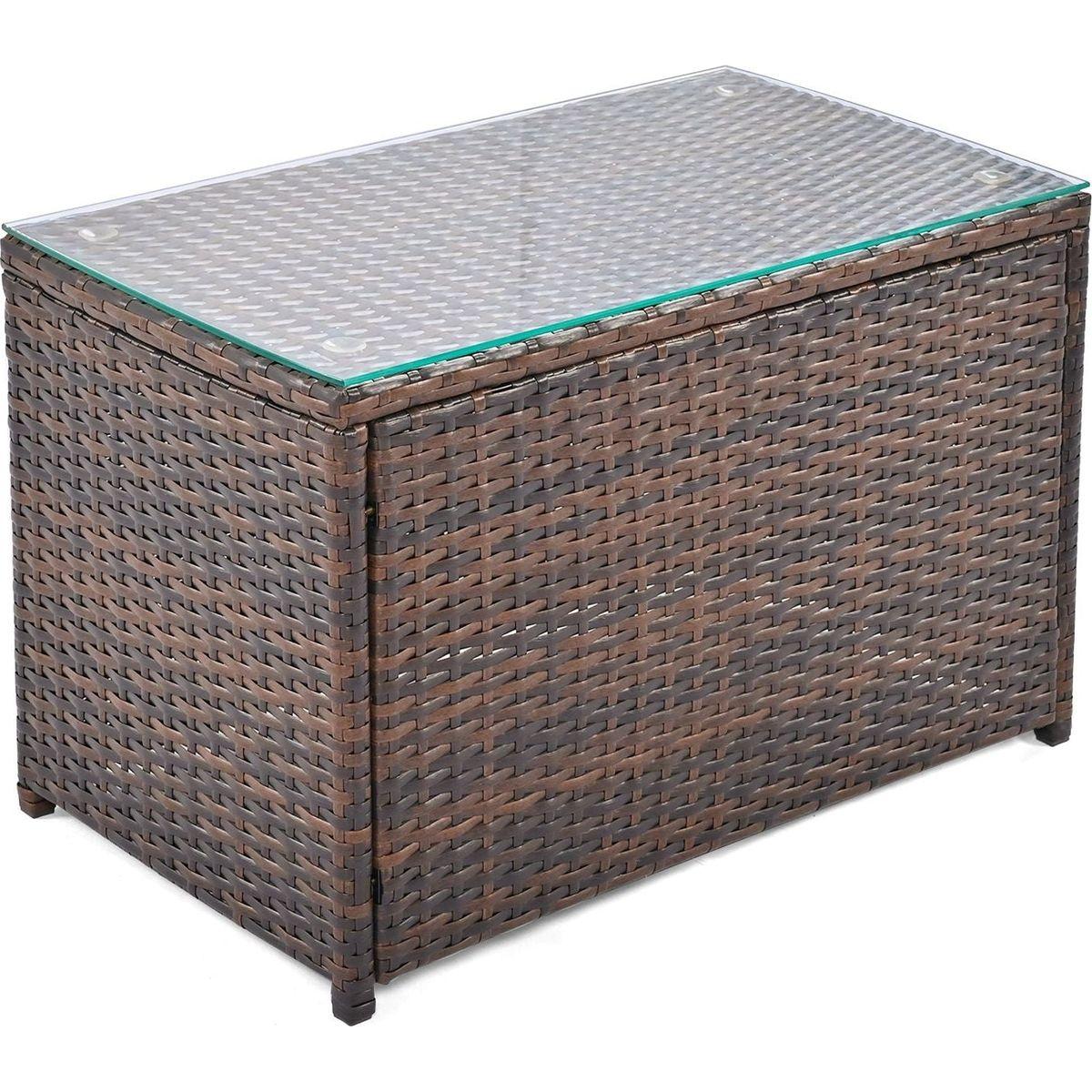 6-Piece Patio Outdoor Conversation Round Sofa Set, PE Wicker Rattan Separate Seating Group with Coffee Table, Brown