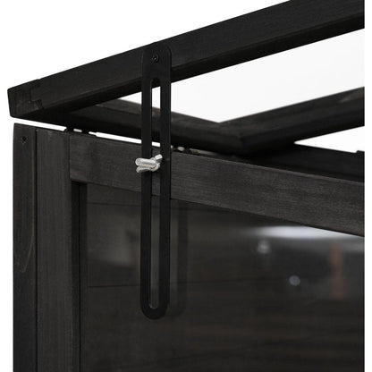78-inch Wooden Greenhouse Cold Frame with 4 Independent Skylights and 2 Folding Middle Shelves, Walk-in Outdoor Greenhouse, Black