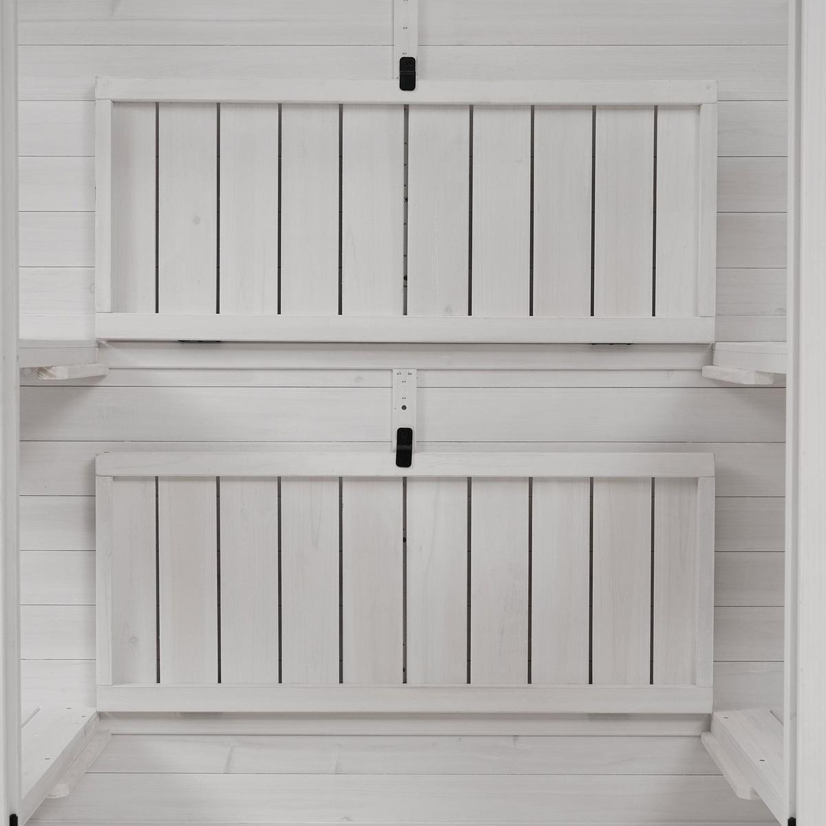 78-inch Wooden Greenhouse Cold Frame with 4 Independent Skylights and 2 Folding Middle Shelves, Walk-in Outdoor Greenhouse, White