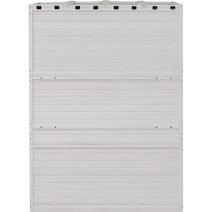78-inch Wooden Greenhouse Cold Frame with 4 Independent Skylights and 2 Folding Middle Shelves, Walk-in Outdoor Greenhouse, White