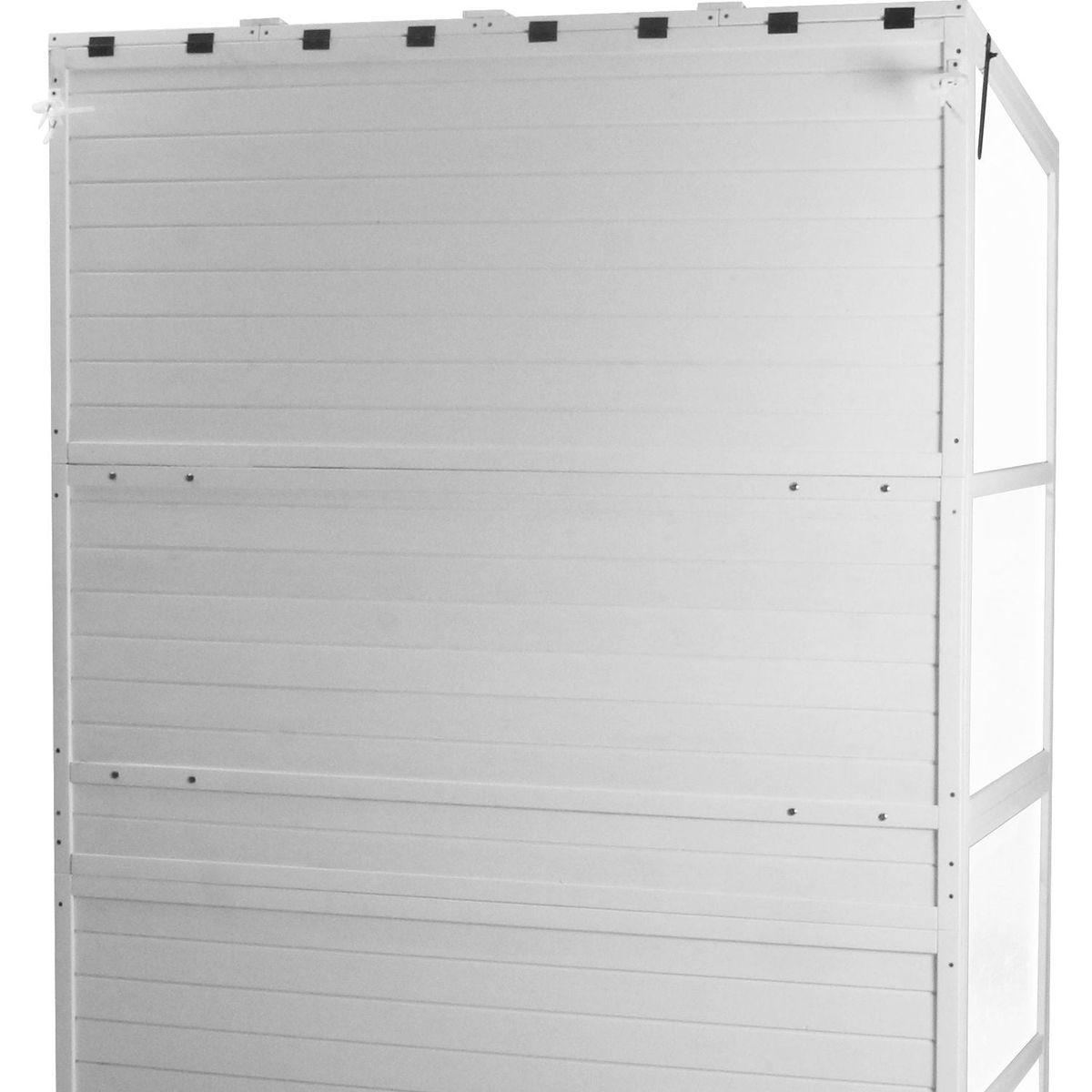 78-inch Wooden Greenhouse Cold Frame with 4 Independent Skylights and 2 Folding Middle Shelves, Walk-in Outdoor Greenhouse, White