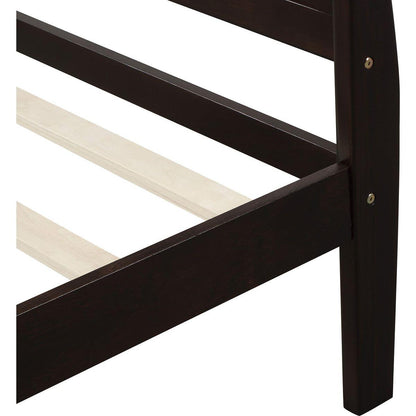 Wood Platform Bed Twin Bed Frame Mattress Foundation Sleigh Bed with Headboard/Footboard/Wood Slat Support