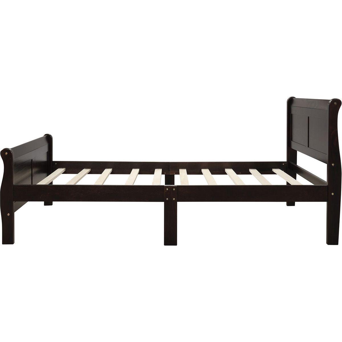 Wood Platform Bed Twin Bed Frame Mattress Foundation Sleigh Bed with Headboard/Footboard/Wood Slat Support