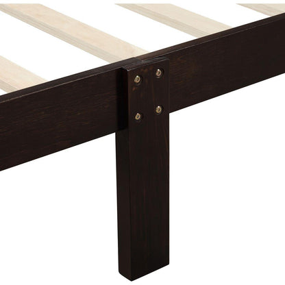 Wood Platform Bed Twin Bed Frame Mattress Foundation Sleigh Bed with Headboard/Footboard/Wood Slat Support