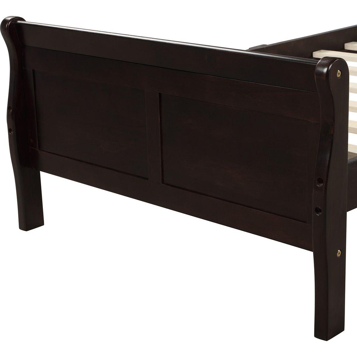 Wood Platform Bed Twin Bed Frame Mattress Foundation Sleigh Bed with Headboard/Footboard/Wood Slat Support