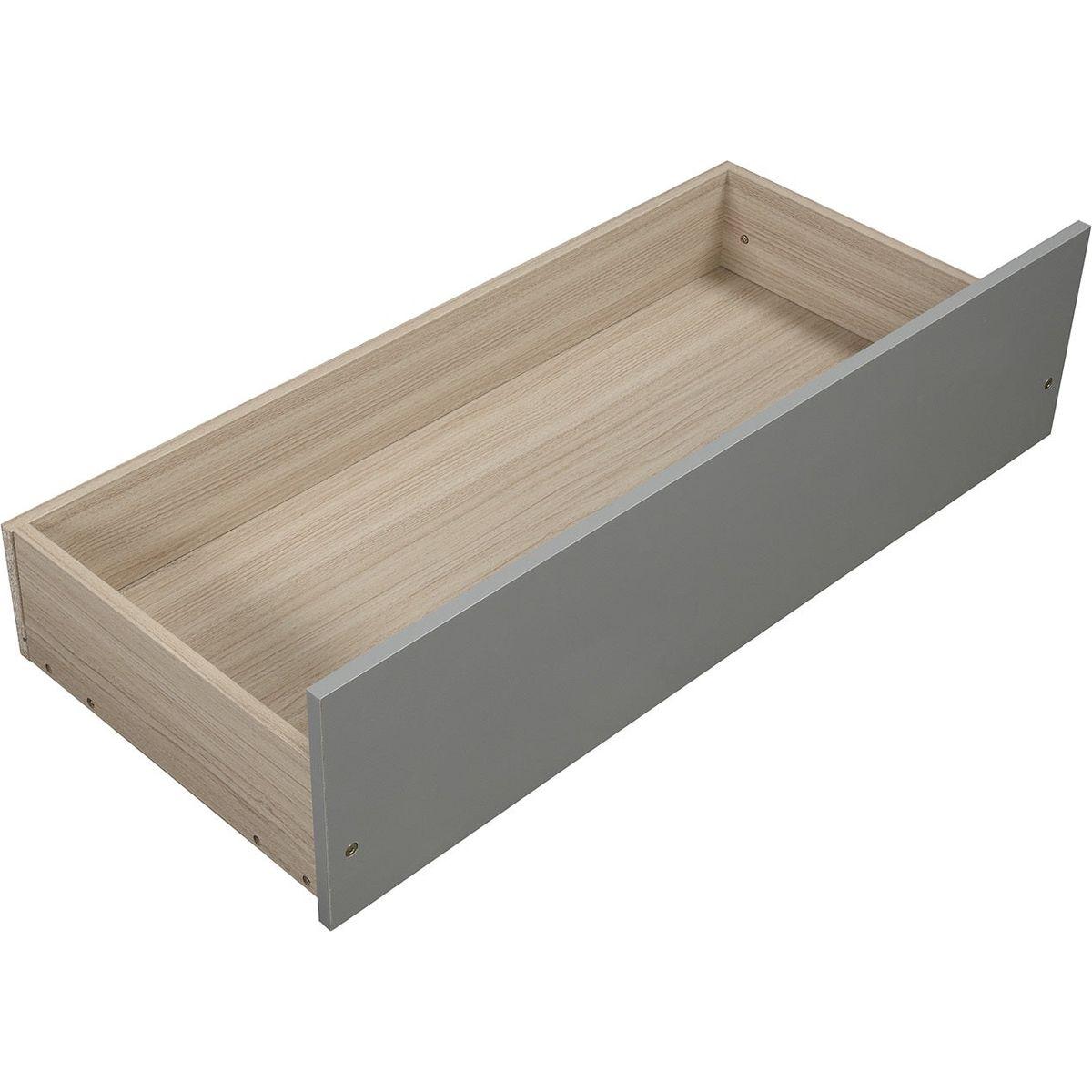 Twin Platform Storage Bed Wood Bed Frame with Two Drawers and Headboard, Gray