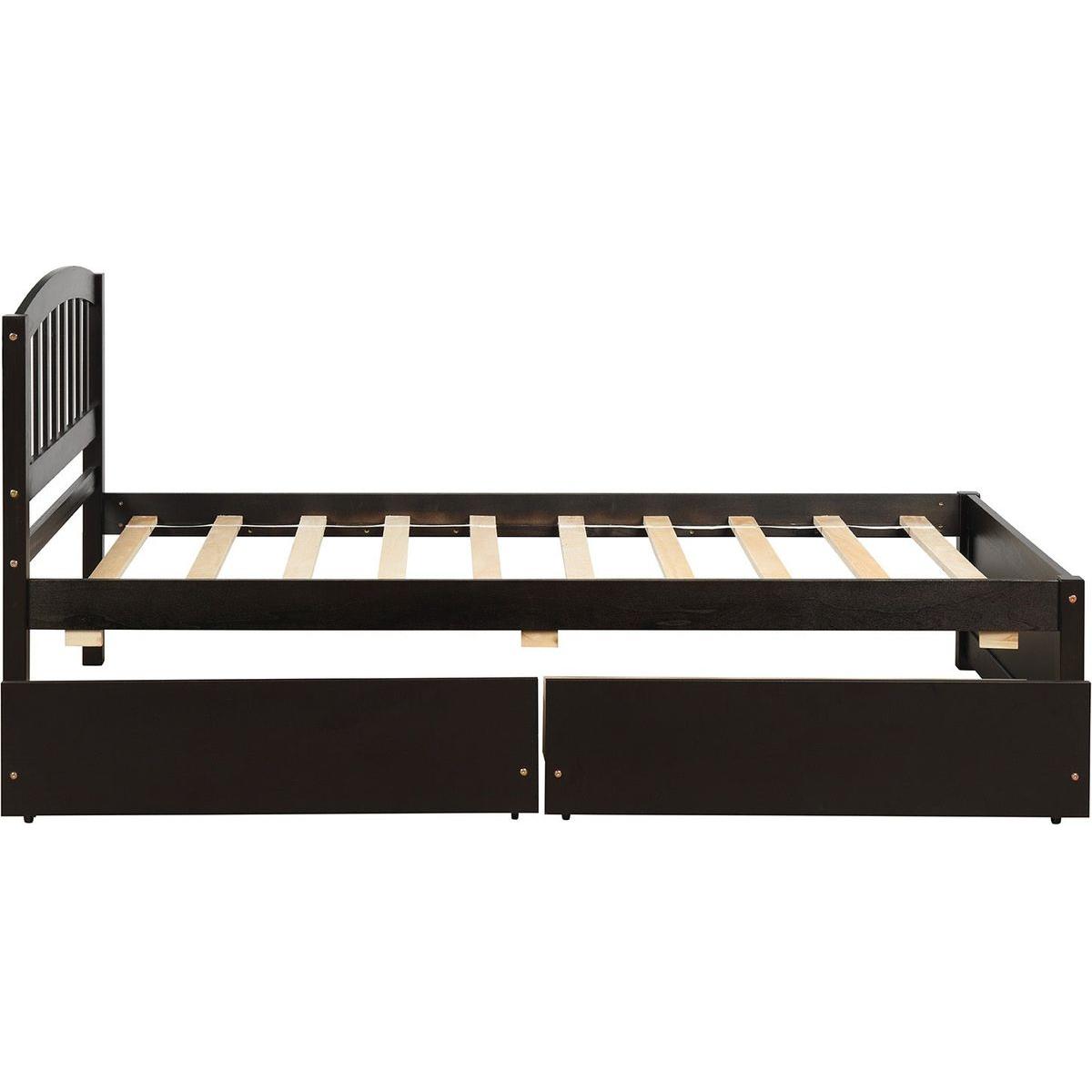 Twin size Platform Bed with Two Drawers, Espresso