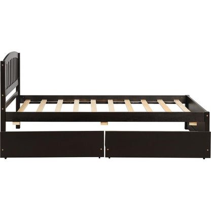 Twin size Platform Bed with Two Drawers, Espresso