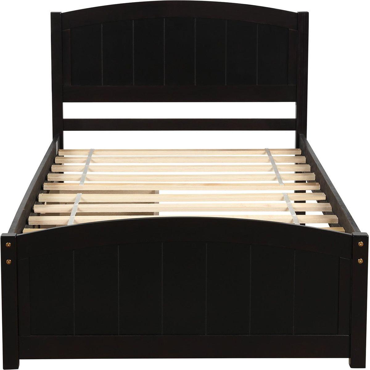 Twin size Platform Bed with Two Drawers, Espresso
